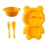 1pc Bear Shaped Dinner Plate Set; Kitchen Multi-functional Small Plaid Fruit Salad Plate - Yellow