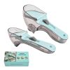 2pcs Adjustable Measuring Cups And Spoons; Plastic Scoop Measuring Cup With Magnetic; For Dry And Liquid Ingredient; Kitchen Tools - Light Blue