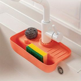 1pc; Sink Splash Guard; Drain Storage Rack; Rack Holder For Scourers Scrubber Sponge Dishcloth; Kitchen Supplies - Orange