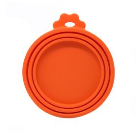 1pc 3 In 1 Reusable Food Storage Keep Fresh Tin Cover Cans Cap Pet Can Box Cover Silicone Can Lid Hot Kitchen Supply Mould Proof Hot - Orange