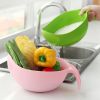 1pc Rice Washer Quinoa Strainer Cleaning Veggie Fruit Wash Sifter Kitchen Tools With Handle - Pink - L