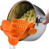 Kitchen Snap N Strain Pot Strainer and Pasta Strainer - Adjustable Silicone Clip On Strainer for Pots, Pans, and Bowls - Gray - orange