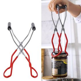 Canning Jar Lifter with Rubber Grips, Long Handle Canning Wide-Mouth Gripper Clamp Canned Clip for Kitchen Restaurant - Red