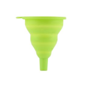 Collapsible Funnel Silicone Water Sand Oil Rice Seeds Wine Whisky Funnel Foldable Kitchen Funnel 100% Food Grade Silicone - green