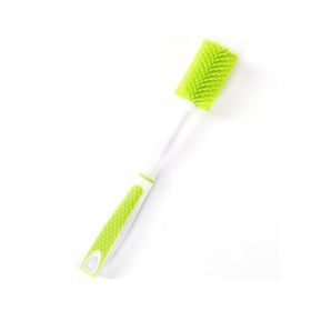 Non-Slip TPR Long Handle Bottle Washing Brush Milk Cup Mug Home Kitchen Cup Cleaning Tools - green