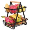 2 Tier Fruit Basket Countertop Fruit Vegetable Basket Bowl for Kitchen - Black