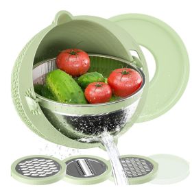 4 in 1 Colander with Mixing Bowl Set Food Strainers and Colanders Set for Kitchen - Green