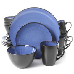 Gibson Elite Soho Lounge Round 16-Piece Dinnerware Set, Blue - 94826.16