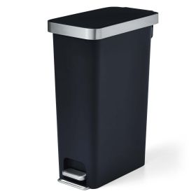 Better Homes & Gardens 10.5 Gallon Trash Can, Plastic Slim Step On Kitchen Trash Can, Black - Better Homes & Gardens