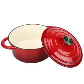 COOKWIN Enameled Cast Iron Dutch Oven with Self Basting Lid;  Enamel Coated Cookware Pot 4.5QT - red