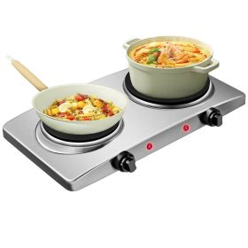 1800W Double Hot Plate Electric Countertop Burner - Silver