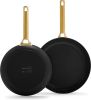 2 Piece Ceramic Nonstick Frying Pan Set (Black) - black - ceramics