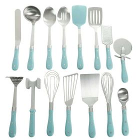 Frontier Collection 15-Piece All in One Kitchen Utensil Set, Red - Turquoise