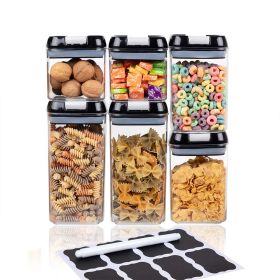 Kitchen Variety Set of 6 Pantry Organization Canisters with Lids, Marker and Labels Included - black