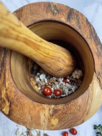 Olive Wood Rustic Mortar and Pestle - Default Title