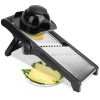 Mandoline Food Slicer Stainless Steel Food Cutter Vegetable Fruit Chopper Grater Peeler - Black