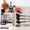 23Pcs Kitchen Utensil Set Stainless Steel Nylon Heat Resistant Cooking Utensil Tool Kit - Black