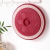 1pc Kitchen Foldable Microwave Food Cover; Fresh-Keeping Reusable Proof Clear Refrigerator Preservation Lid - Rose Red