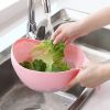 1pc Rice Washer Quinoa Strainer Cleaning Veggie Fruit Wash Sifter Kitchen Tools With Handle - Pink - L