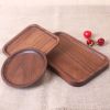 Kitchen Utensils Rectangular Serving Tray Wood Plate Tea Dishes - As pic show - 13x13 cm