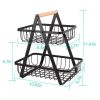 2 Tier Fruit Basket Countertop Fruit Vegetable Basket Bowl for Kitchen - Black