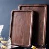 Kitchen Utensils Rectangular Serving Tray Wood Plate Tea Dishes - As pic show - 25.5x16.5 cm