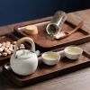 Kitchen Utensils Rectangular Serving Tray Wood Plate Tea Dishes - As pic show - 13x13 cm