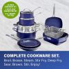 Classic Blue 20-Piece Aluminum Ultra Durable Nonstick Diamond Studded Cookware and Bakeware Set - blue - aluminum