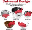 Kitchen Snap N Strain Pot Strainer and Pasta Strainer - Adjustable Silicone Clip On Strainer for Pots, Pans, and Bowls - Gray - red