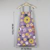 1pc Oil-proof And Waterproof Apron; Floral Pattern Kitchen Cooking Apron With Pocket - Purple