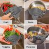 Kitchen Snap N Strain Pot Strainer and Pasta Strainer - Adjustable Silicone Clip On Strainer for Pots, Pans, and Bowls - Gray - grey