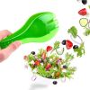 12 Inches Salad Tongs Salad Server Spoon and Fork for Single-Use Dishwasher Safe Collapsible Salad Serving Tongs Kitchen Tongs Plastic Sturdy - green