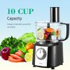 Multifunctional 600W 10Cup Classic Compact Food Processor Chef Machine Mixer Blender - black