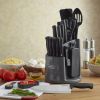 Classic 30 Piece Spin N Store Rotating Carousel Stainless Steel Cutlery and Tool Set Gray - black