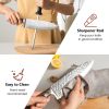 15 Pieces Stainless Steel Knife Block Set with Ergonomic Handle - Silver + Brown