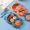 1pc Bear Shaped Dinner Plate Set; Kitchen Multi-functional Small Plaid Fruit Salad Plate - Blue