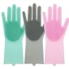 1 Pair Dishwashing Cleaning Gloves Magic Silicone Rubber Dish Washing Glove For Household Scrubber Kitchen Clean Tool Scrub - Green - 1 Pair