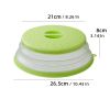 1pc Microwave Splatter Cover; Heating Folding Cover; Silicone Fresh-keeping Cover; Oil-proof Splash-proof Cover With Hook Cooking Lid - Green