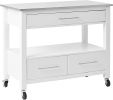 Ottawa Kitchen Cart; Stainless Steel & White YF - 98330