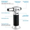 Culinary Butane Torch Chef Kitchen Cooking Blow Torch Lighter Refillable Adjustable Flame with Safety Lock - Silver & Black