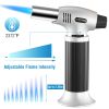 Culinary Butane Torch Chef Kitchen Cooking Blow Torch Lighter Refillable Adjustable Flame with Safety Lock - Silver & Black