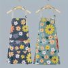 1pc Oil-proof And Waterproof Apron; Floral Pattern Kitchen Cooking Apron With Pocket - Purple