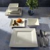 Hard Square 12 Piece Fine Ceramic Dinnerware Set in White - White