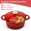 COOKWIN Enameled Cast Iron Dutch Oven with Self Basting Lid;  Enamel Coated Cookware Pot 4.5QT - red