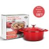 COOKWIN Enameled Cast Iron Dutch Oven with Self Basting Lid;  Enamel Coated Cookware Pot 5QT - red