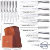 Kitchen Knife Set;  15 Piece Knife Sets with Block Chef Knife Stainless Steel Hollow Handle Cutlery with Manual Sharpener - Original knife holder