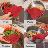 Kitchen Snap N Strain Pot Strainer and Pasta Strainer - Adjustable Silicone Clip On Strainer for Pots, Pans, and Bowls - Gray - red