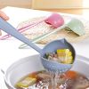 1pc 2 In 1 Filter Spoon Soup Spoon Leak Spoon Long Handle Plastic Large Spoon Hot Pot Spoon Eco-Friendly Kitchen Utensil - Pink