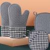 1pc Silicone Oven Mitts; Heat Insulation Pad; Nordic Style Microwave Oven Gloves; Kitchen Baking Gloves - B