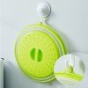 1pc Microwave Splatter Cover; Heating Folding Cover; Silicone Fresh-keeping Cover; Oil-proof Splash-proof Cover With Hook Cooking Lid - Green